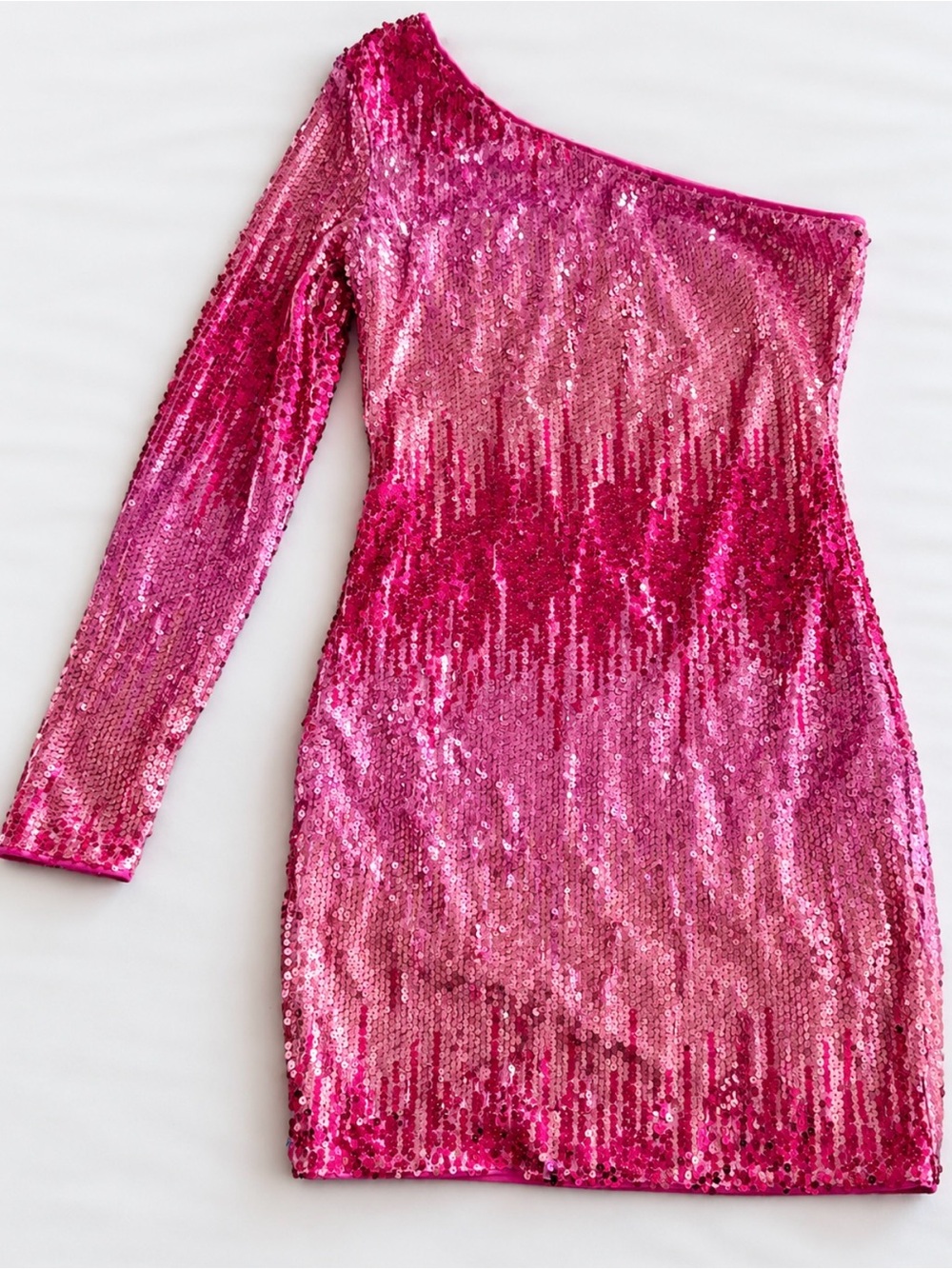 Sparkle One-Shoulder Pink Sequin Dress